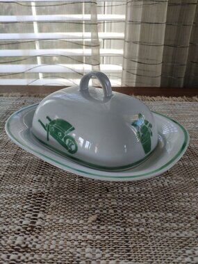 Guy Degrenne Pareo Jardin VTG Domed Porcelain Butter Dish, Made in France 8"